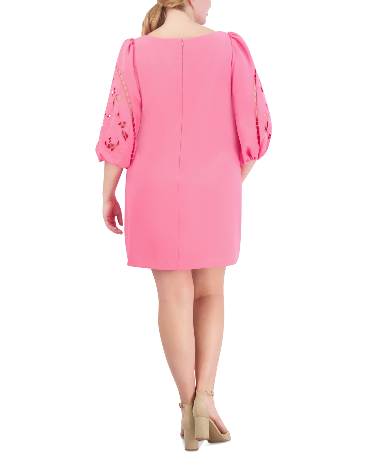 Shop Vince Camuto Plus Size Eyelet-sleeve Shift Dress In Lipstick Pink
