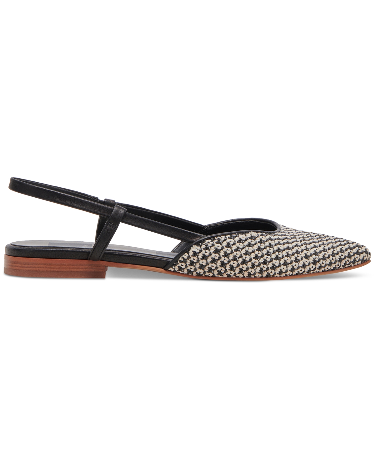 Dolce Vita Narah Pointed Toe Flat In Black,natural Raffia