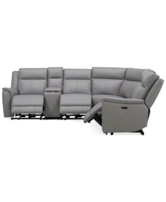 Addyson 117" 6-Pc. Leather Sectional with 3 Zero Gravity Recliners with Power Headrests & 1 Console, Created for Macy's