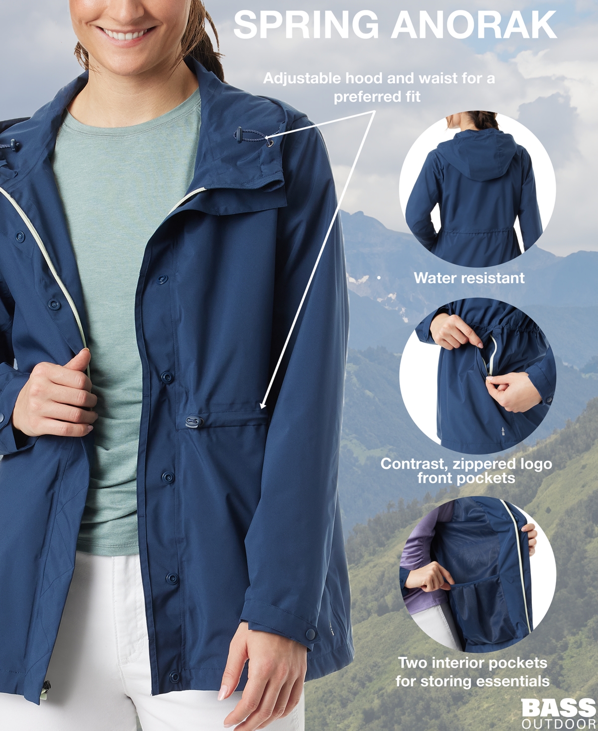Bass Outdoor Women's Spring Hooded Anorak Jacket