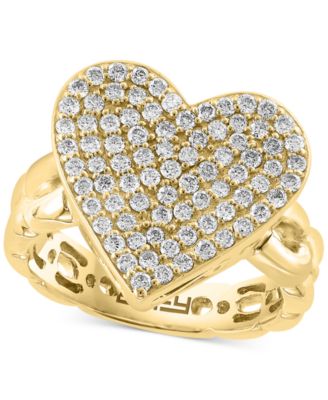EFFY Collection - Diamond Pav&eacute; Heart Chain Link Ring (3/4 ct. t.w.) in 14k Gold