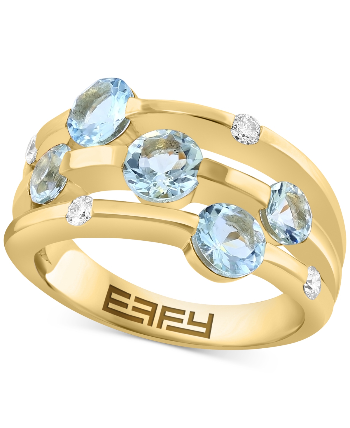 Effy Collection Effy Aquamarine (1-5/8 Ct. T.w.) & Diamond (1/8 Ct. T.w.) Ring In 14k Gold