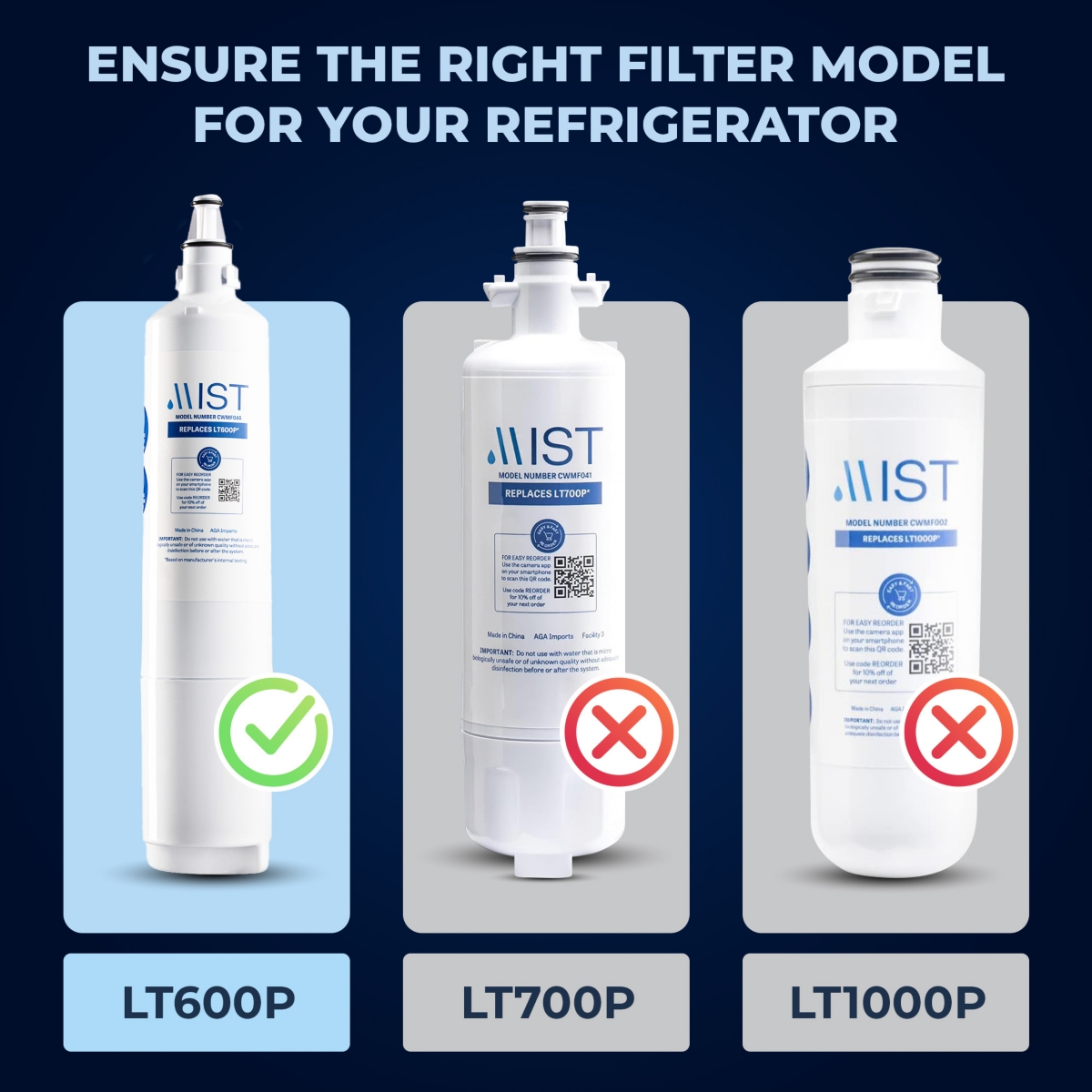 Mist 5231JA2006B Water Filter Replacement, Compatible with Lg Models: 5231JA2006A, Kenmore 469990, LT600P, 5231JA2006E, 5231JA2006F, 46-9990, 2 Pack
