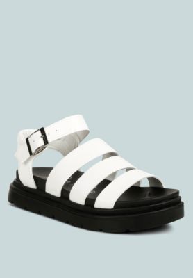 Womens Belcher Faux Leather Gladiator Sandals