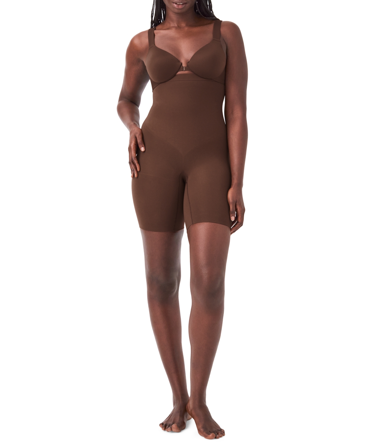 Shop Spanx Women's High-waisted Mid-thigh Shaping Shorts 10398r In Chestnut Brown
