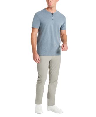 Men's 4-Way Stretch Heathered Stand-Collar Piqu&eacute; Henley