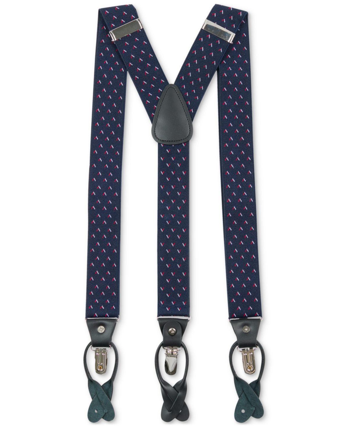 Men's Geometric Print Suspenders - Navy