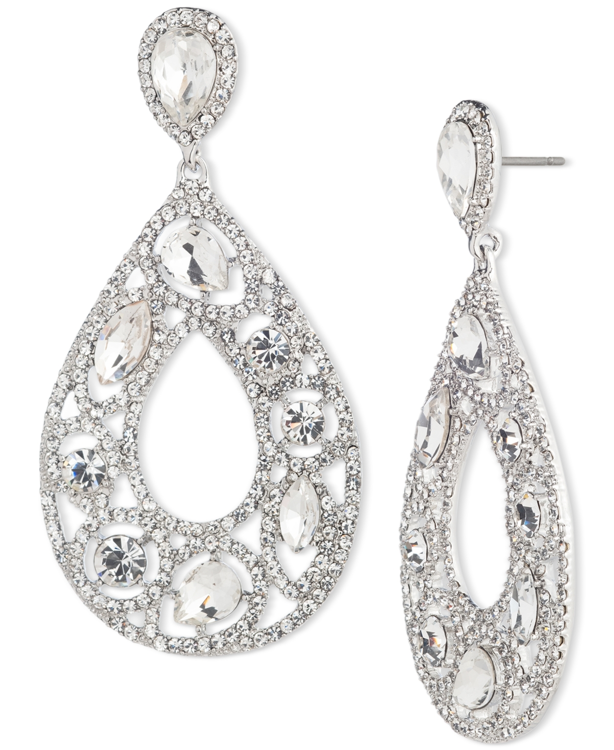 Shop Givenchy Mixed Crystal Open Pear-shape Drop Earrings In White