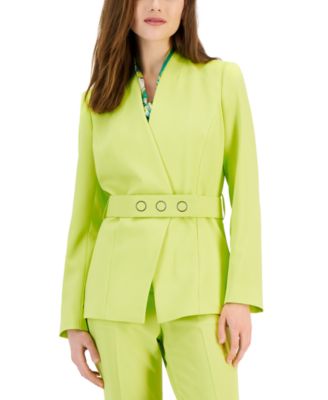 Tahari ASL - Women's Belted Wrap Collarless Blazer