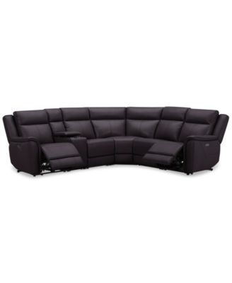 Addyson 117" 6-Pc. Leather Sectional with 2 Zero Gravity Recliners with Power Headrests and 1 Console
