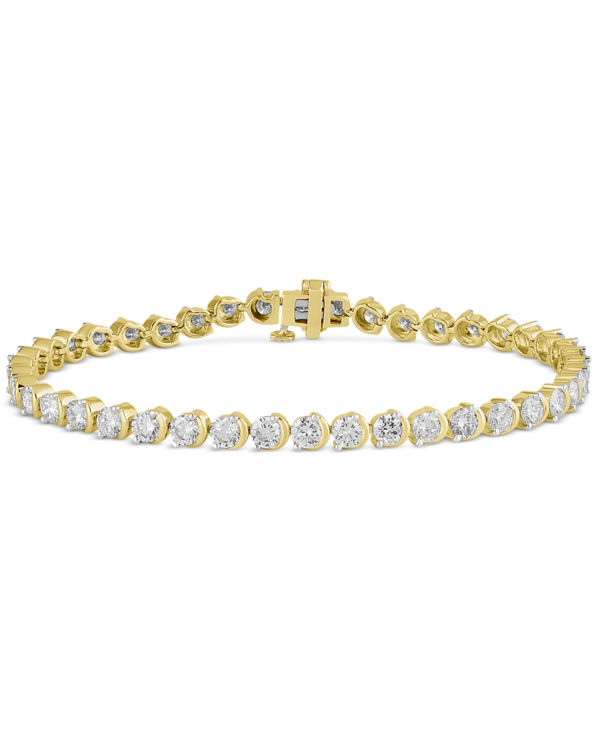 Shop Macy's Diamond Demi-bezel Tennis Bracelet (7 Ct. T.w.) In 10k Gold In Yellow Gold