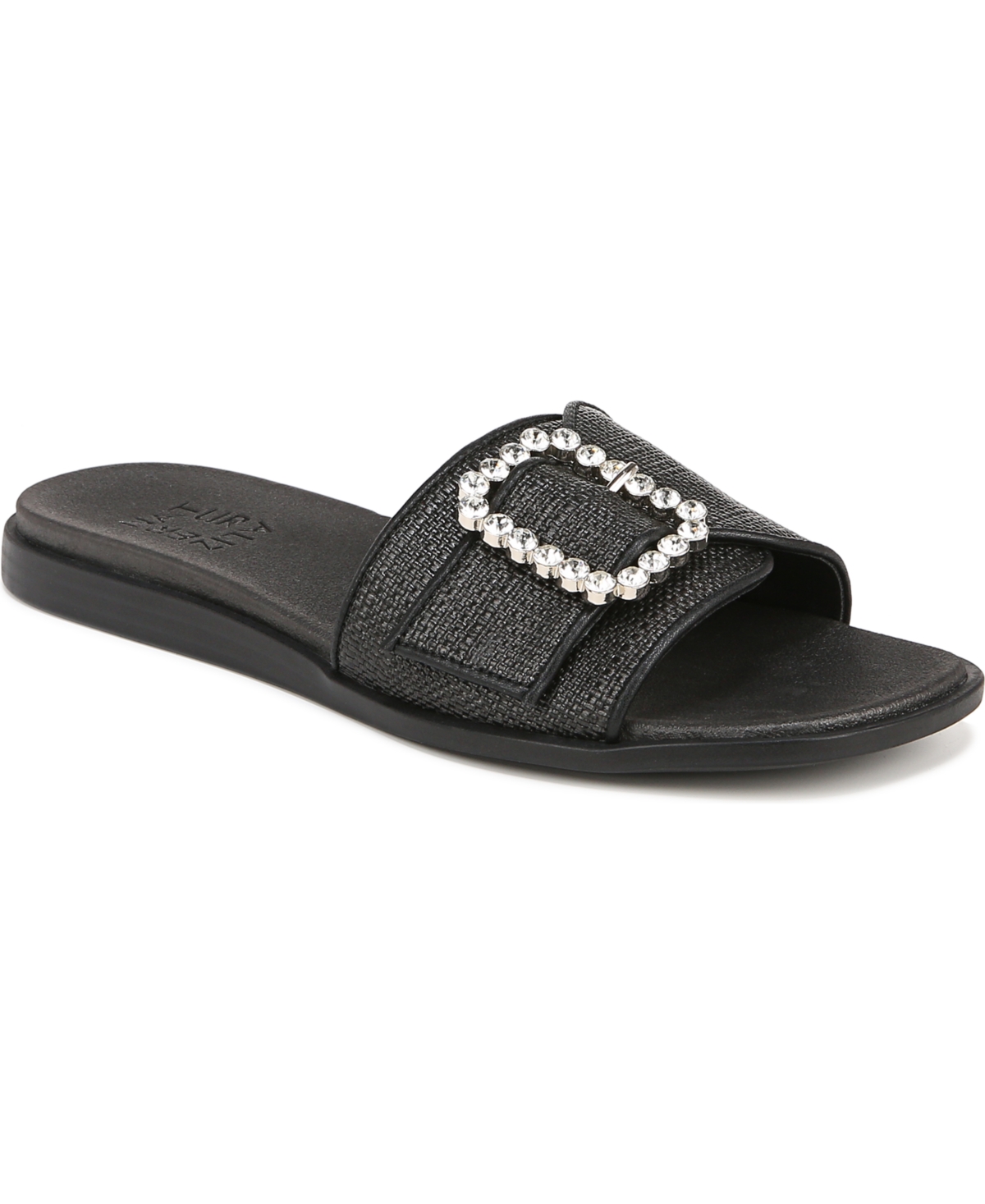 Shop Naturalizer Olivia Slide Sandals In Black Woven Straw