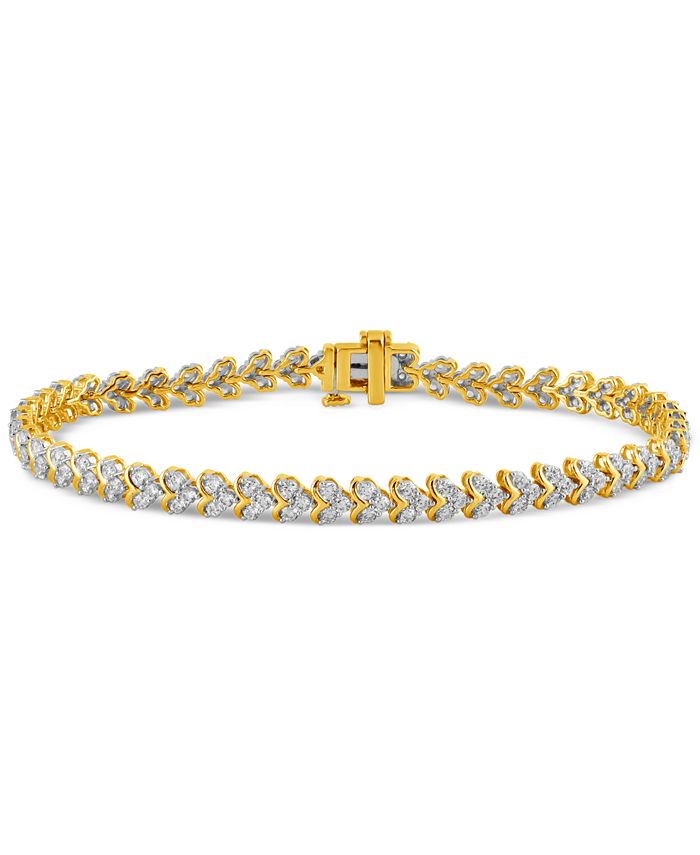Macy's Diamond Heart Cluster Tennis Bracelet (3 ct. t.w.) in 10k Gold