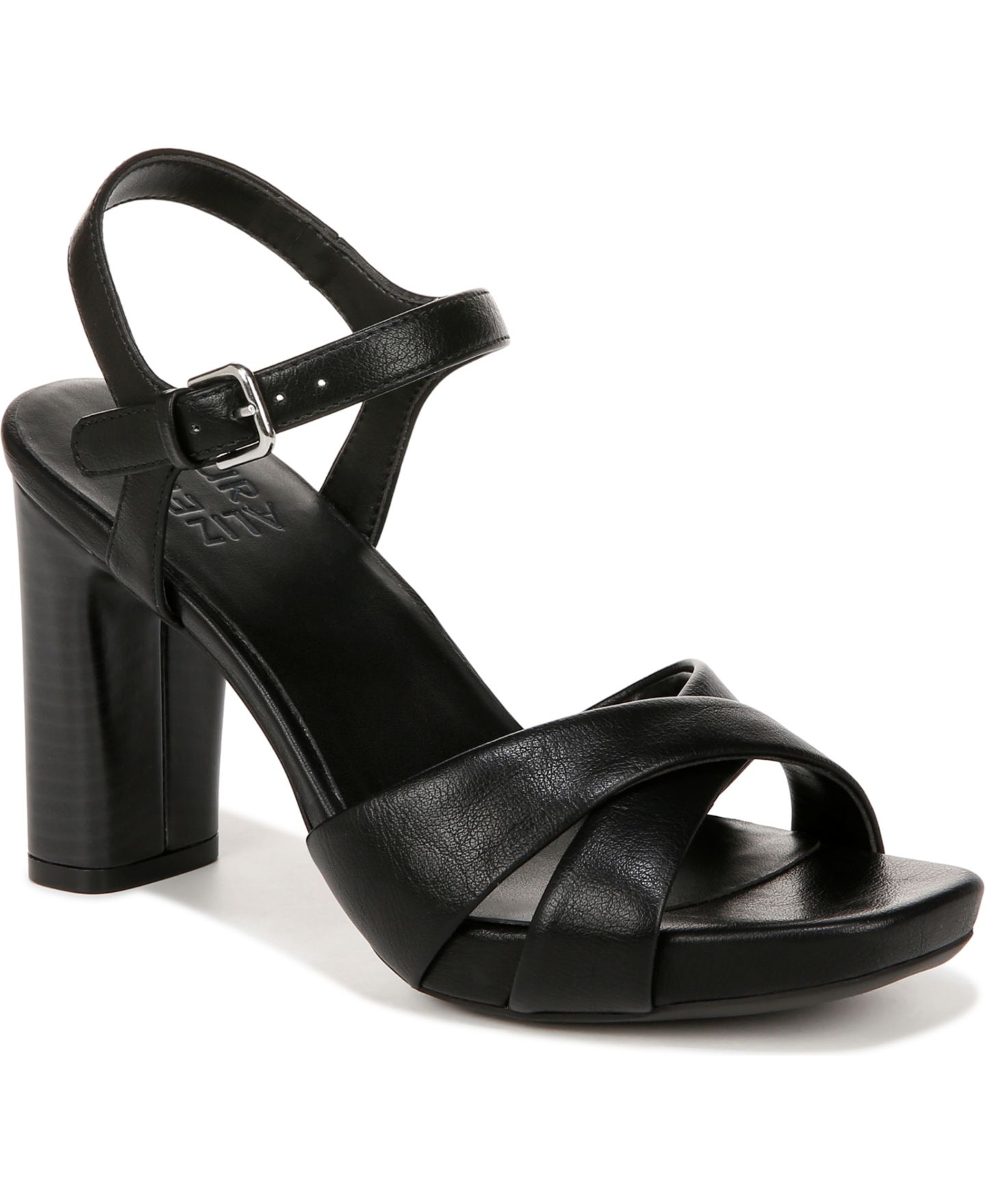 Женские сандалии Naturalizer Morgan Open Square Toe Platform Dress Sandals, цвет: Чёрная искусственная кожа — фото 1