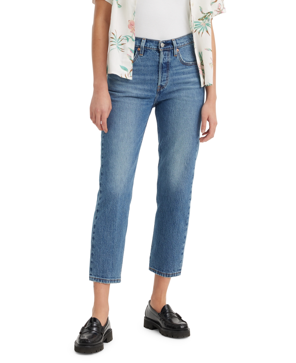 Levi's 501 Cropped Straight-leg High Rise Jeans In Blue Its True