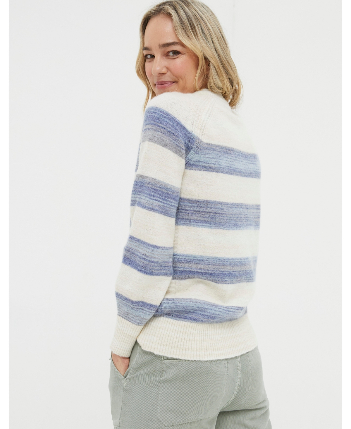 FatFace Women's Denim Ombre Stripe Sweater