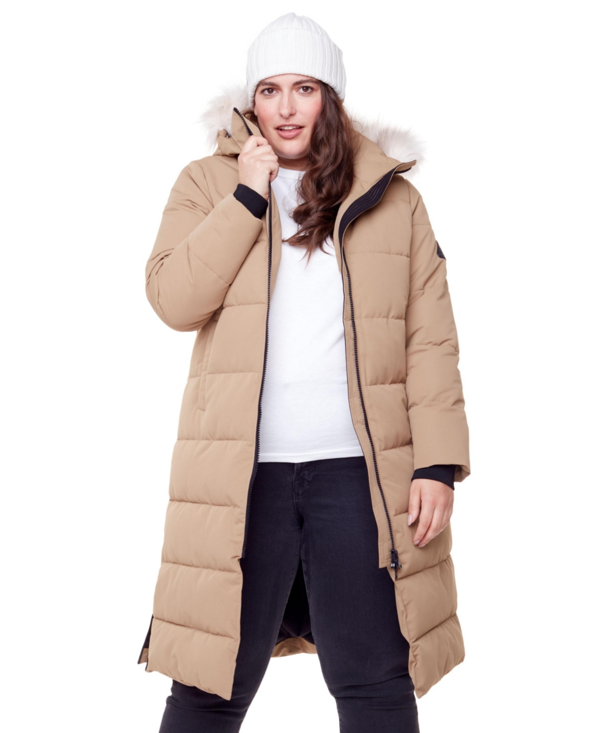 Plus Size Kluane Ultra Long Winter Parka Coat - Light taupe
