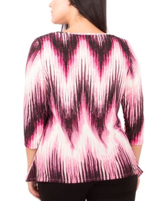 Plus Size 3/4 Sleeve Hi Lo Hem Top