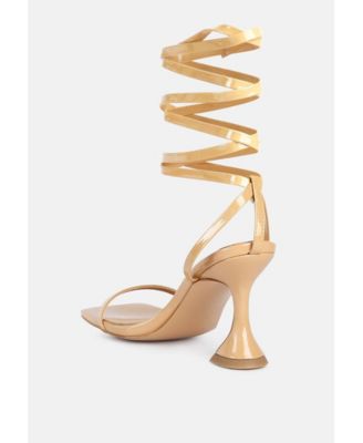 Women's Lewk Strappy Tie Up Spool Heel Sandals