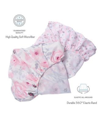 Floral Pink/Gray 2-Pack Fitted Crib/Toddler Sheet Set- Flower