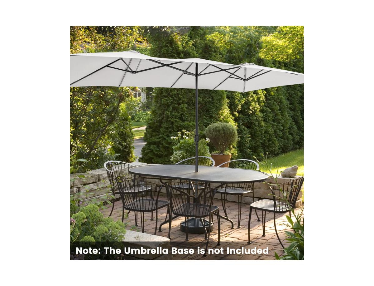 15 Feet Double-Sized Patio Umbrella with Crank Handle and Vented Tops