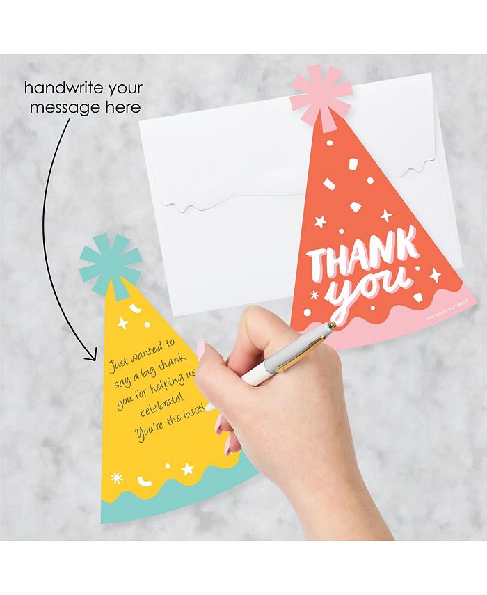 Big Dot of Happiness Party Time - Shaped Birthday - Thank You Note ...