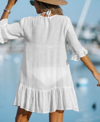 Women's Aubree Ruffled Swim Cover-Up Dress