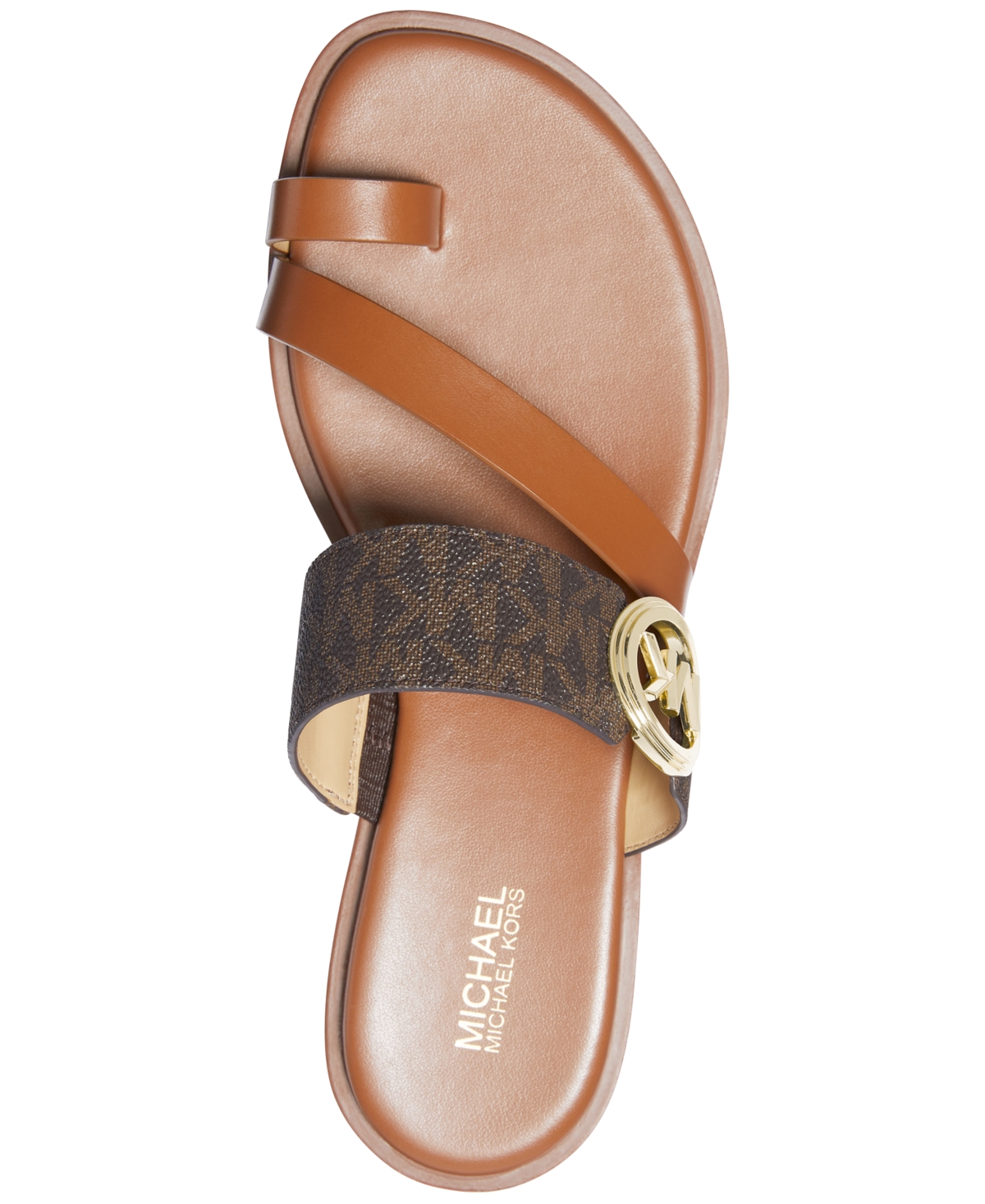 Michael Kors Michael  Mmk Vera Slip-on Toe-ring Slide Sandals In Brown