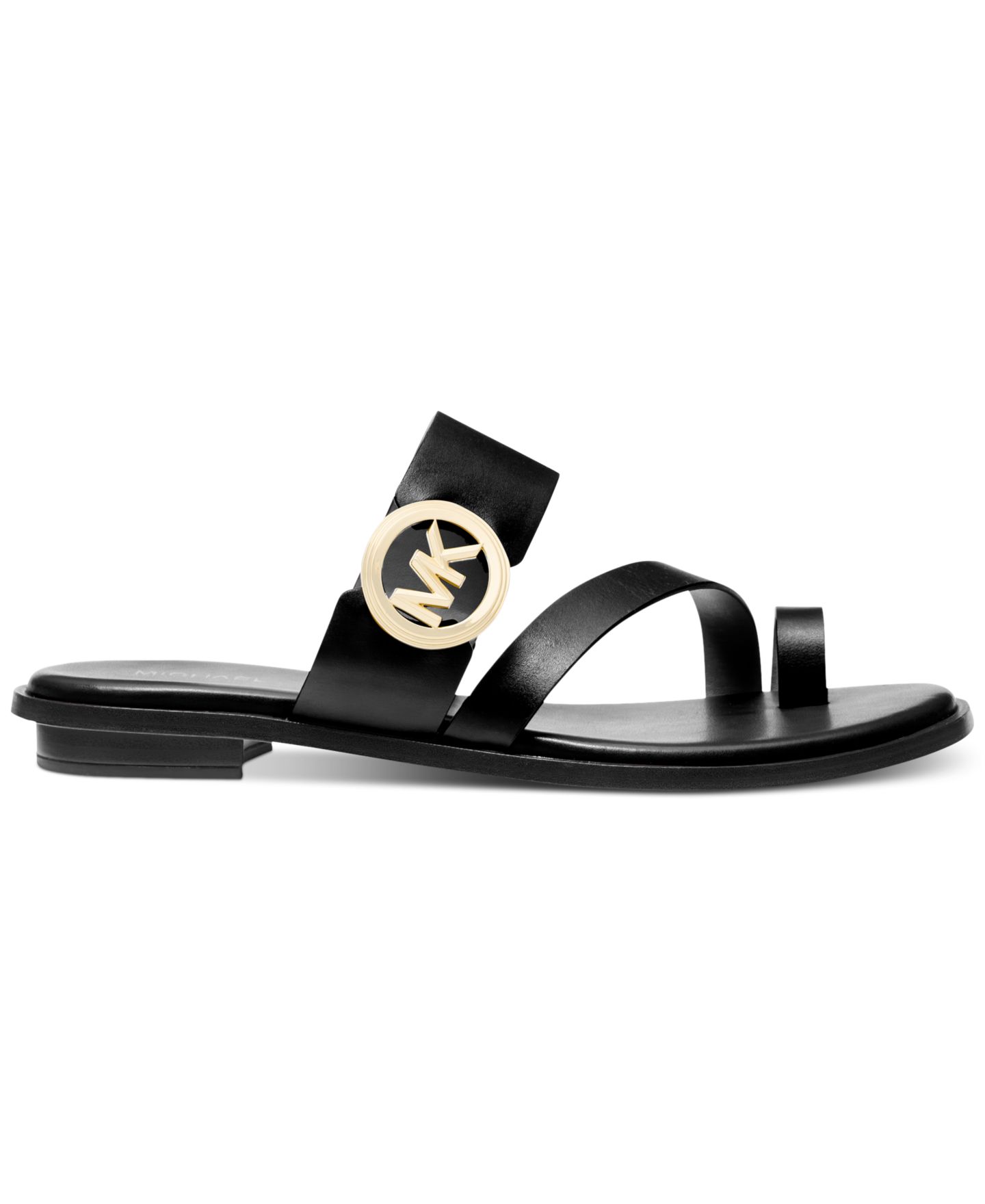 Женские сандалии MICHAEL Michael Kors Vera Toe-Ring Slip-On Flat, цвет: Чёрный кожаный — фото 2