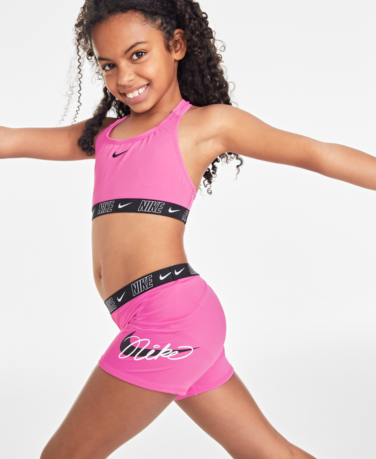 Nike Big Girls Logo Tape Racerback Top and Swim Shorts, 2 Piece Set