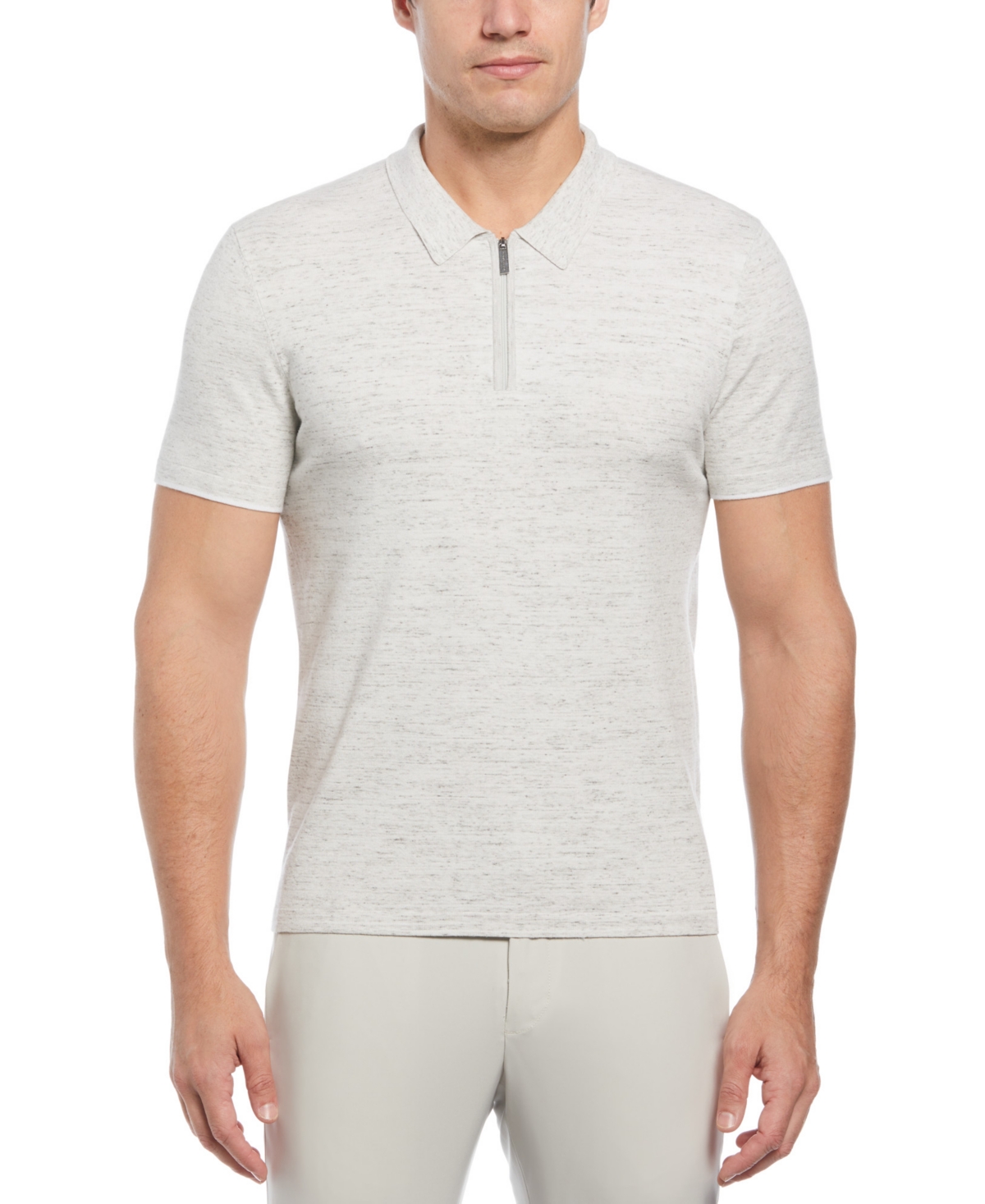Men's Heathered Quarter-Zip Short Sleeve Polo Shirt - High Rise