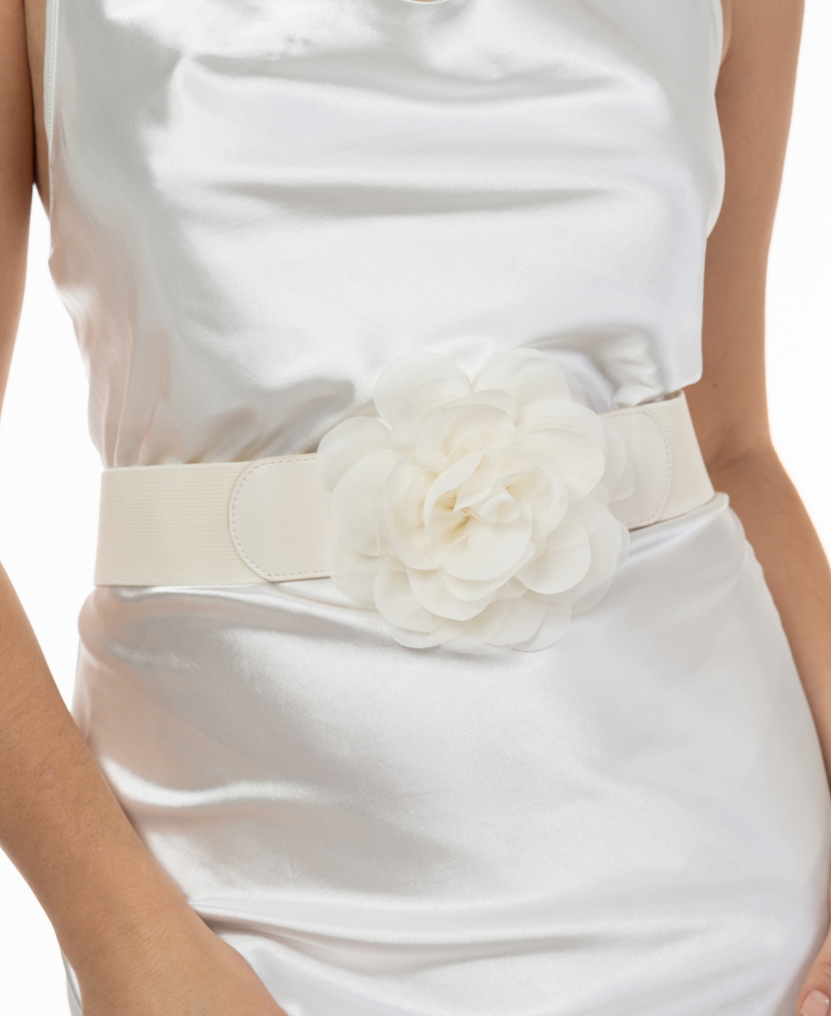 Bellissima Millinery Collection Women's Floral Stretch Belt In Ivory