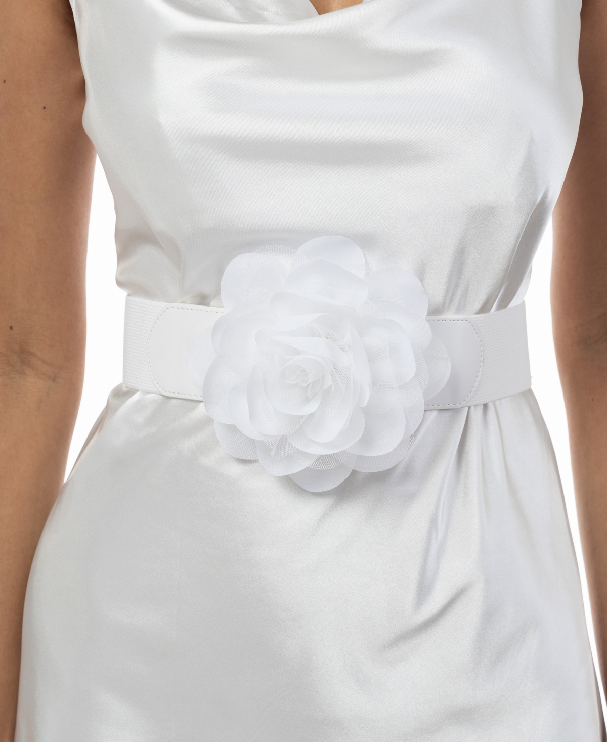 Bellissima Millinery Collection Women's Floral Stretch Belt In White