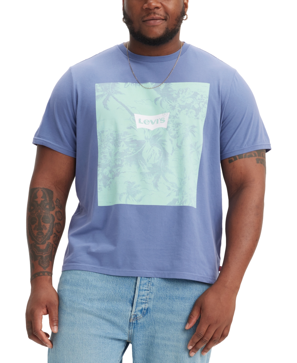 Levi's Men's Big And Tall Graphic Crewneck T-shirt In Tropical Batwing