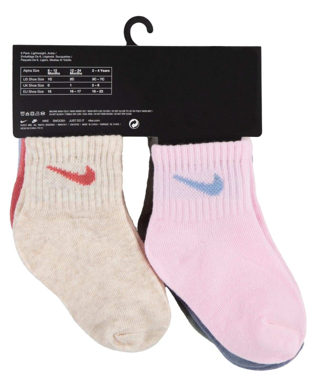 Nike Baby Boys or Girls E1D1 Ankle Fit Socks, Pack of 6