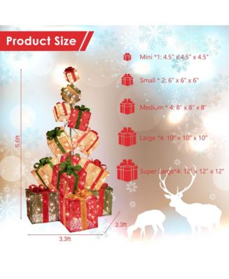 15 Stacked Pre-Lit Gift Box Tower 67'' Lighted Present Decoration with 450 Lights