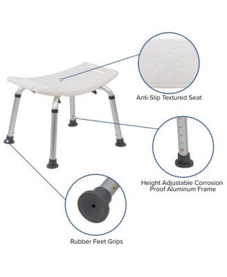 Tool-Free 300 Lb. Capacity, Adjustable Bath & Shower Chair W/ Non-Slip Feet