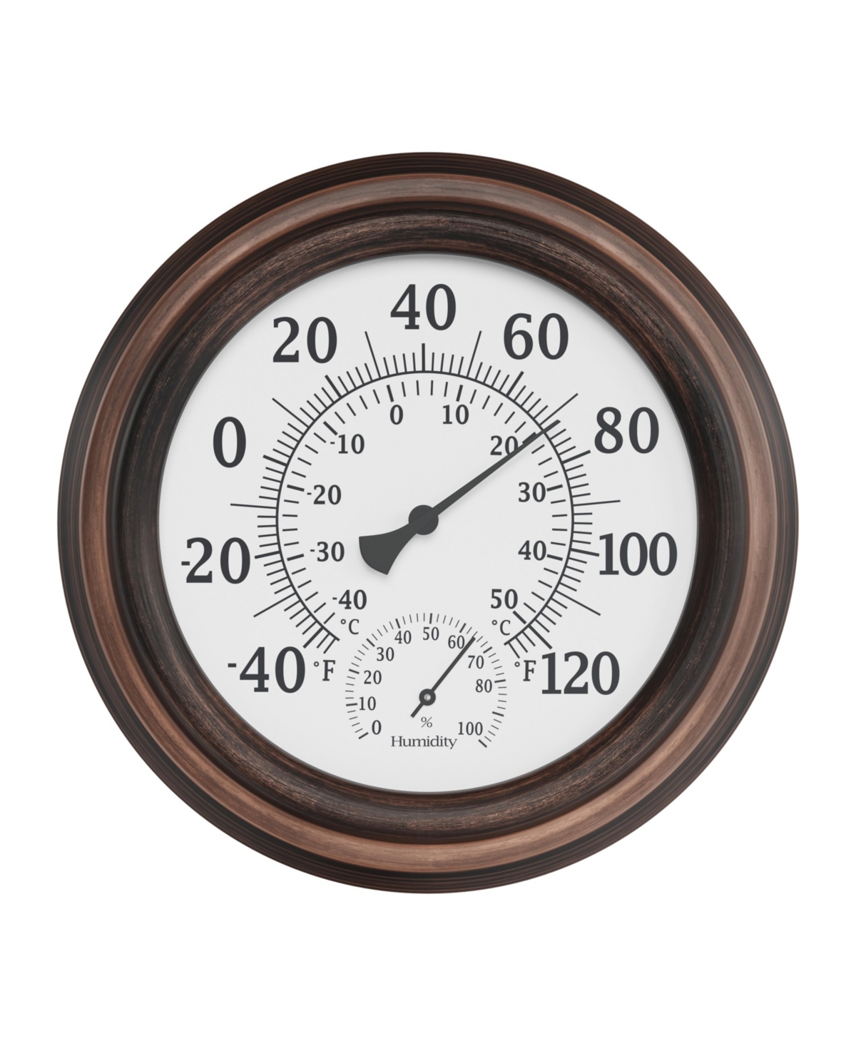 Wall Thermometer - 8-Inch Decorative Indoor/Outdoor Temperature and Hygrometer Gauge - For Home, Patio, Porch, or Sunroom by Pure Garden - Copper