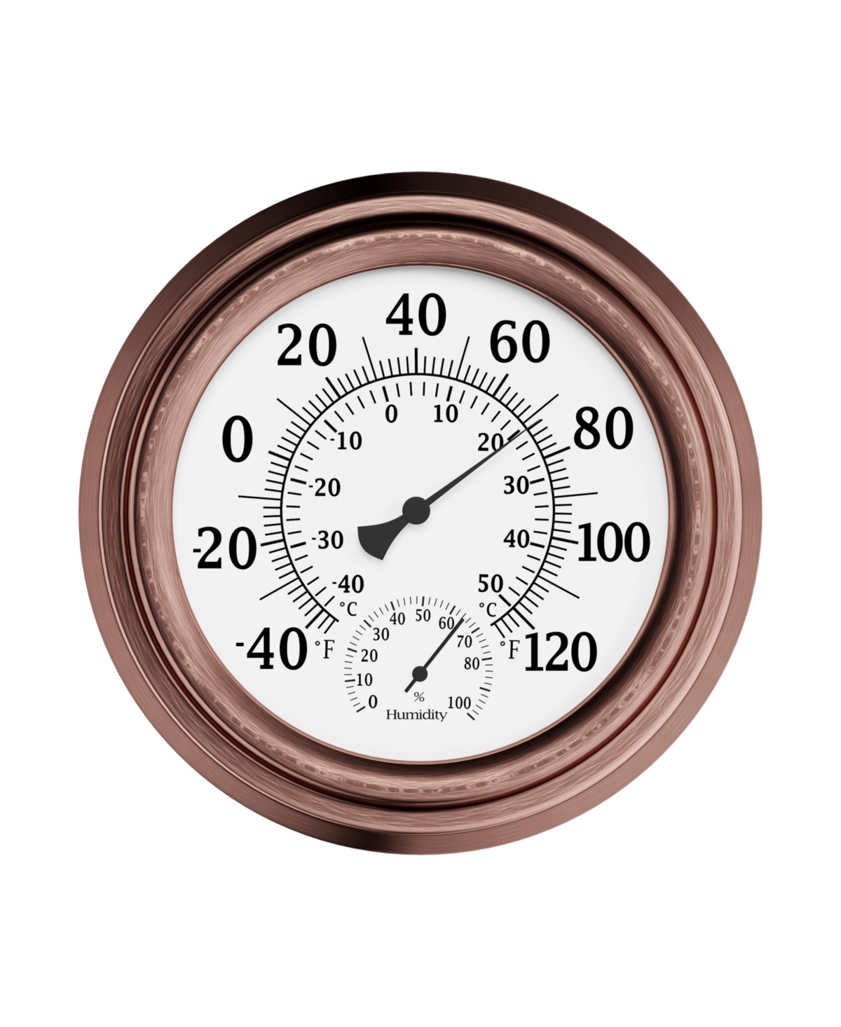 Wall Thermometer - 8-Inch Decorative Indoor/Outdoor Temperature and Hygrometer Gauge - For Home, Patio, Porch, or Sunroom by Pure Garden - Copper