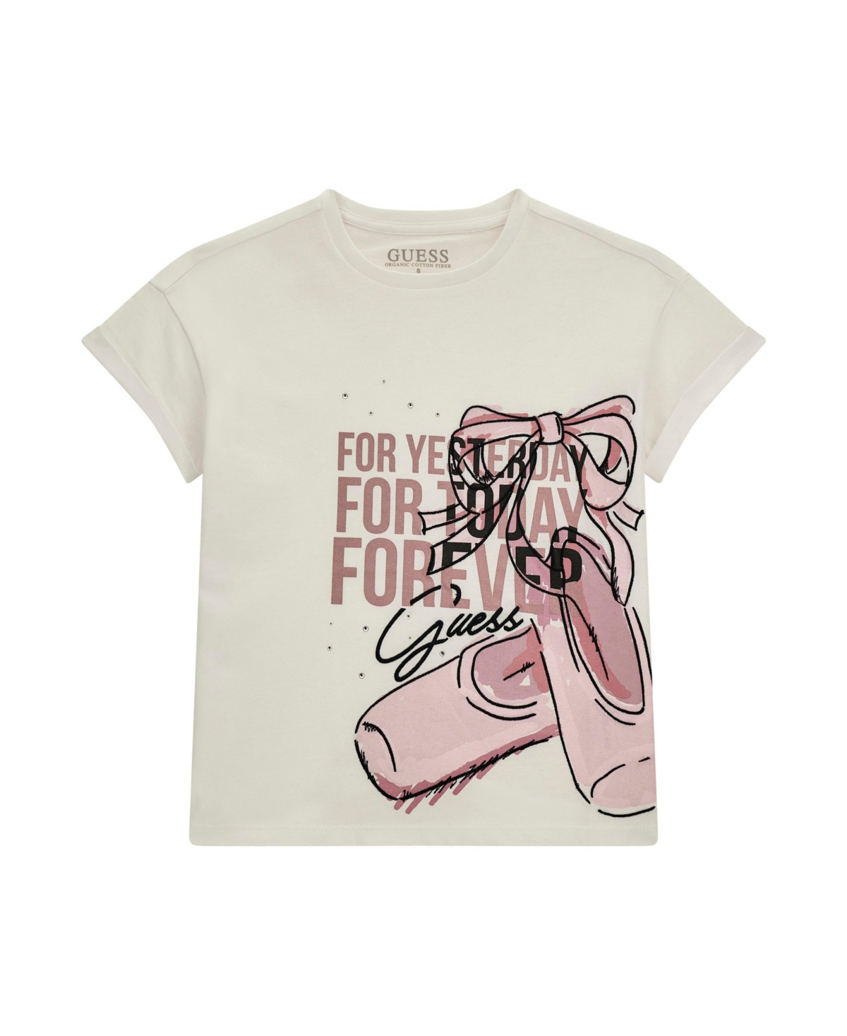 Shop Guess Big Girls Short Sleeve T-shirt With  Logo Graphic And Verbiage In White