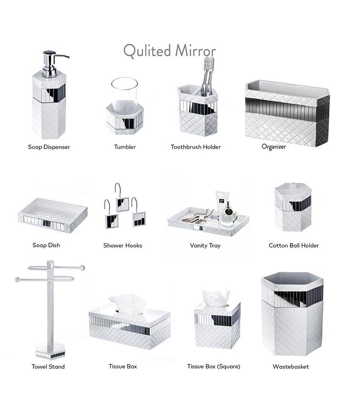 Creative Scents Quilted Mirror White Bathroom Accessories Set - Macy's