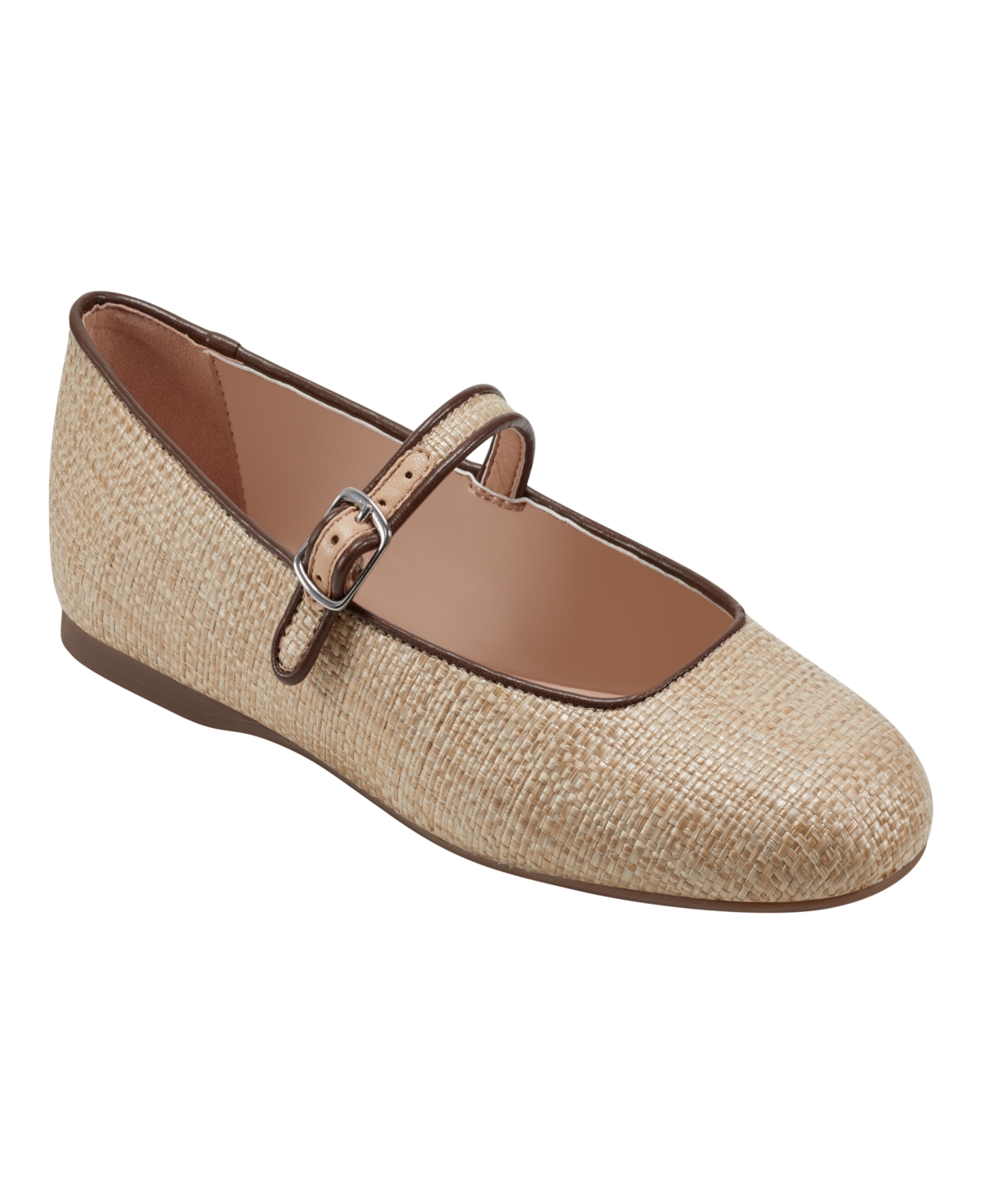Shop Bandolino Women's Philly Single Strap Mary Jane Flats In Dark Natural- Textile