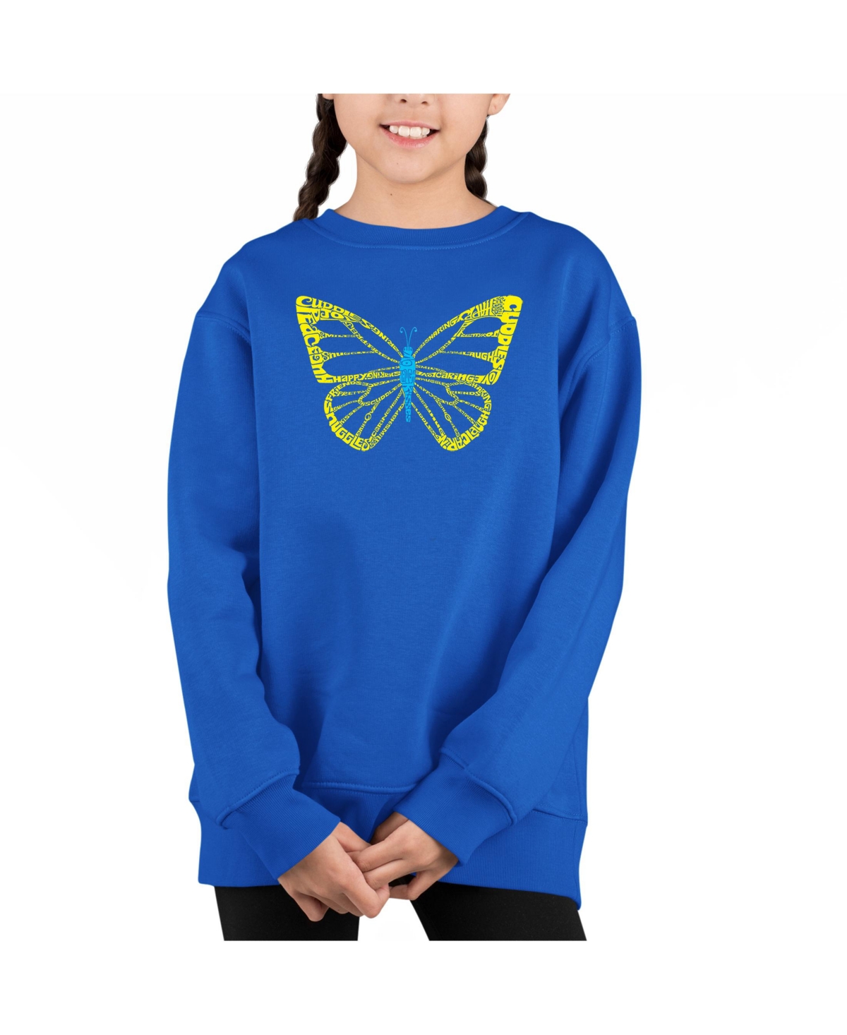 Butterfly - Big Girl's Word Art Crewneck Sweatshirt