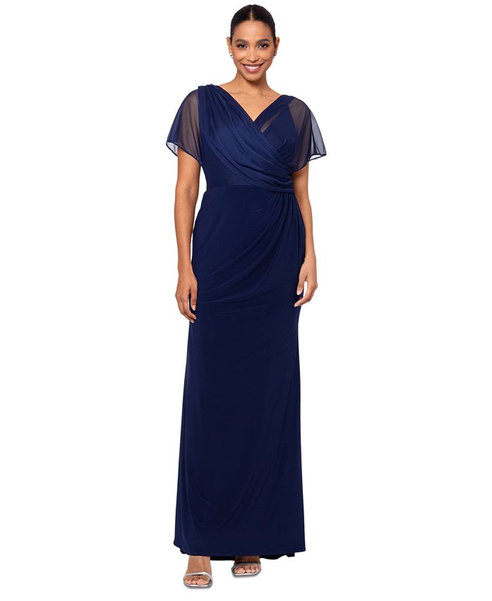 Betsy & adam draped sheath sale dress