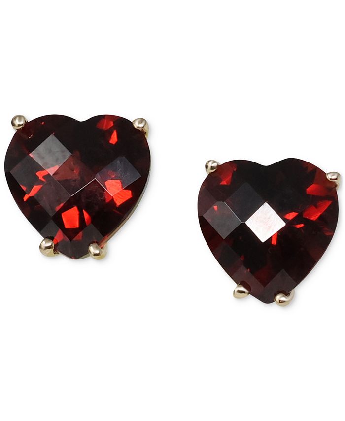 Macy s Garnet Heart Solitaire Stud Earrings 2 ct. t.w. in 14k