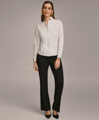 Women's Stand Collar Button Front Cotton Shirt