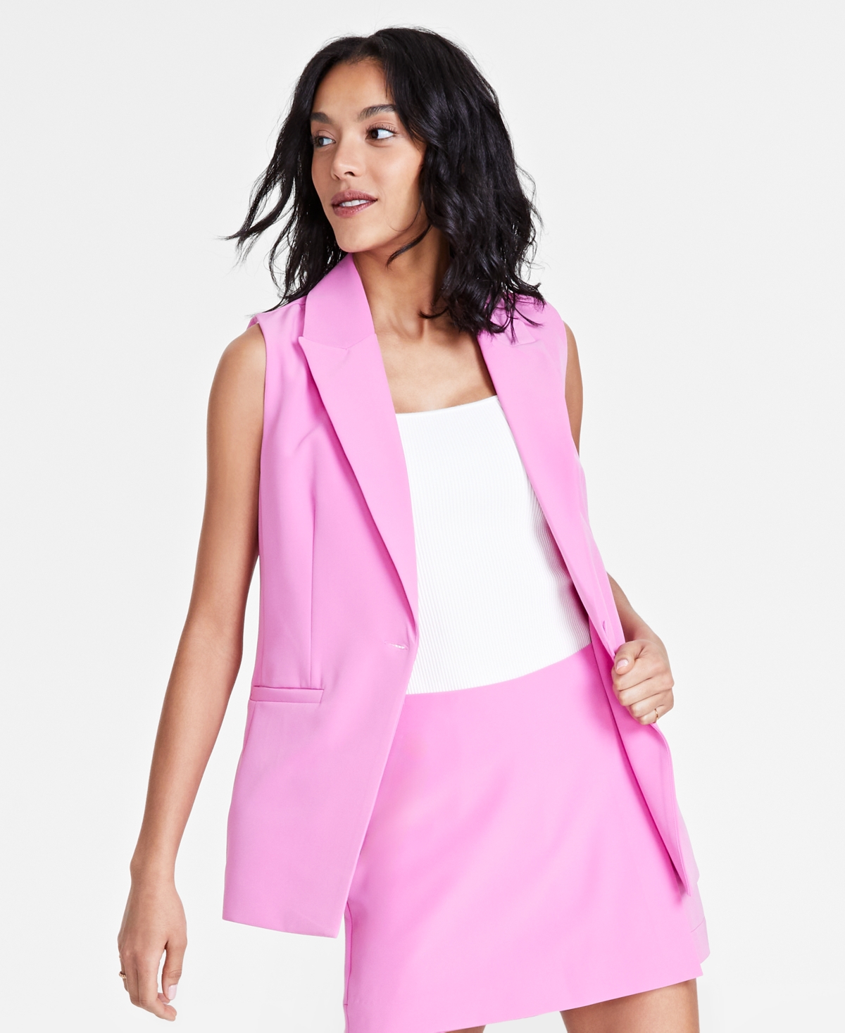 Bar Iii Women's Single-button Vest, Created For Macy's In Wild Pink