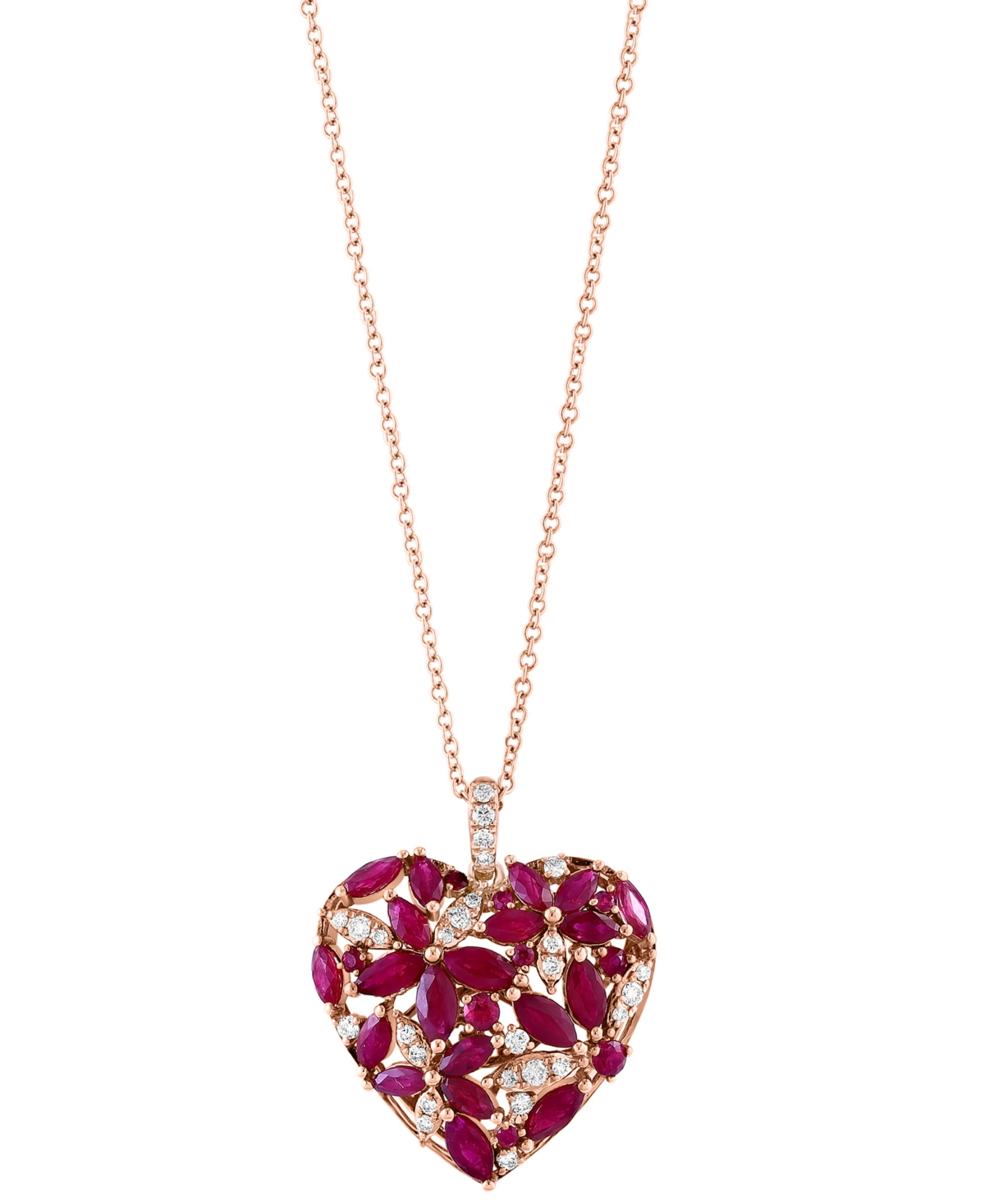 Shop Effy Collection Effy Ruby (2-3/8 Ct. T.w.) & Diamond (1/4 Ct. T.w.) 18" Pendant Necklace In 14k Rose Gold