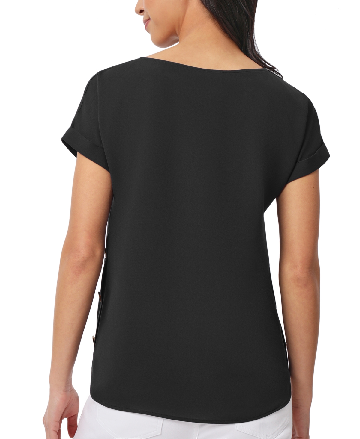 Jones New York Women's Short-Sleeve Button-Detail Top