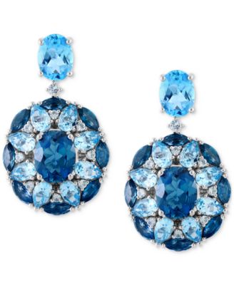 EFFY&reg; Multi-Topaz Cluster Drop Earrings (15-1/10 ct. t.w.) in Sterling Silver